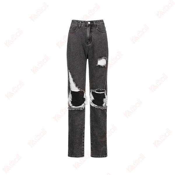loose ripped jeans cotton pant